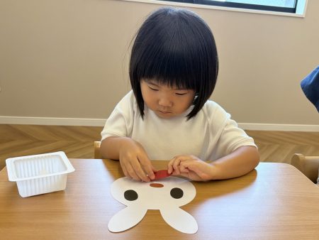 うさぎのお面とお月見団子🌕